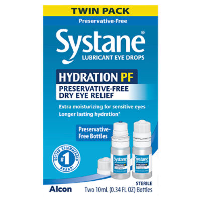 Alcon Systane Hydration PF Preservative-Free Lubricant Eye Drops Twin Pack, 0.34 fl oz, 2 count