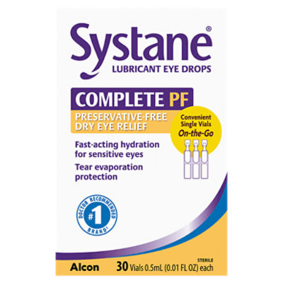 Alcon Systane Complete PF Preservative-Free Dry Eye Relief Lubricant Eye Drops, 0.01 fl oz