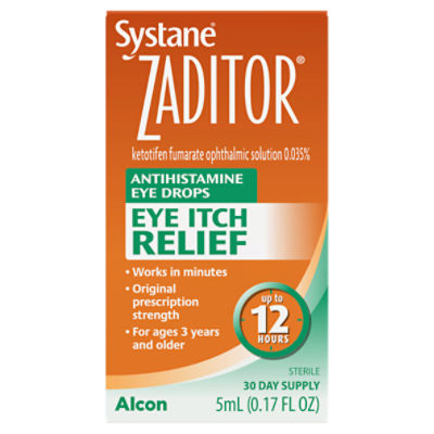 Alcon Systane Zaditor Eye Itch Relief Antihistamine Eye Drops, 0.17 fl oz