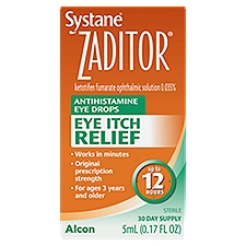 Systane Zaditor Antihistamine Eye Drops, Eye Itch Relief, 0.17 Ounce