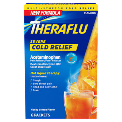 Theraflu Honey Lemon Flavor Severe Cold Relief, 6 count