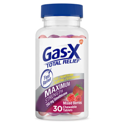 Gas-X Total Relief Chewable Tablet Maximum Strength Gas Relief and Heartburn Relief 30 ct