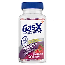 Gas-X Total Relief Chewable Tablet Maximum Strength Gas Relief and Heartburn Relief 30 ct