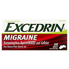 Excedrin Migraine Acetaminophen, Aspirin (NSAID) and Caffeine Caplets, 100 count, 100 Each