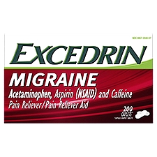 Excedrin Migraine Pain Reliever Aid Caplets, 200 count, 200 Each