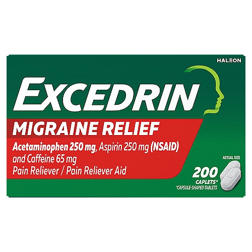 Excedrin Migraine Pain Reliever Aid Caplets, 200 count