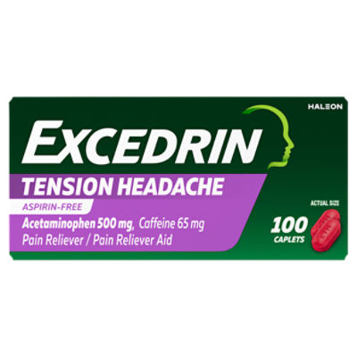 Excedrin Tension Headache Relief Caplets without Aspirin, 100 Count