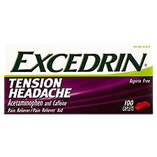 Excedrin Tension Headache Caplets, 100 count, 100 Each