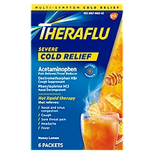 Theraflu Honey Lemon Severe Cold Relief, Packets, 6 Each