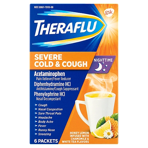 Theraflu Nighttime Severe Cold & Cough Packets, 6 count