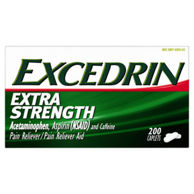 Excedrin Extra Strength Pain Relief Caplets For Headache Relief,  Temporarily Relieves Minor Aches And Pains Due To Headache 200 Count