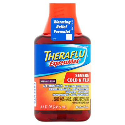 Theraflu ExpressMax Berry Flavor Severe Cold & Flu Liquid, 8.3 fl oz