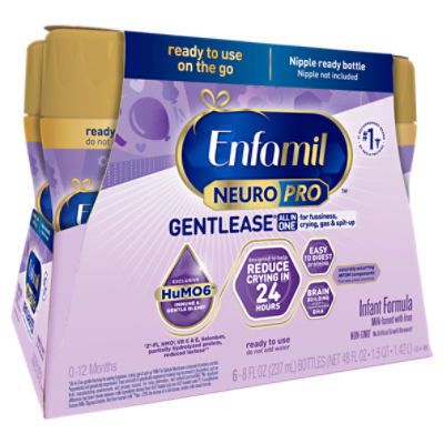 Enfamil NeuroPro Gentlease Milk-Based with Iron Infant Formula, 0-12 Months, 8 fl oz, 6 count