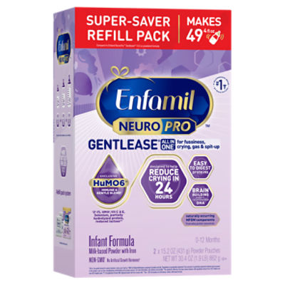 Enfamil NeuroPro Gentlease Milk-Based Powder with Iron Infant Formula, 0-12 Months, 15.2 oz, 2 count