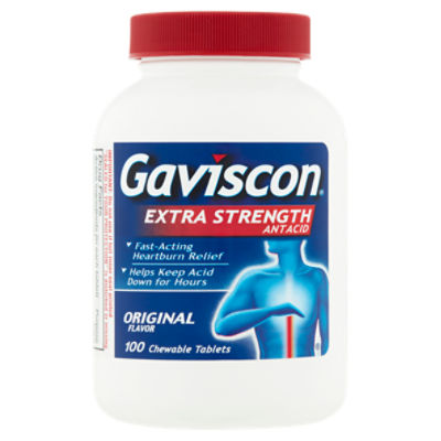 Gaviscon Extra Strength Antacid Original Flavor Chewable Tablets, 100 count