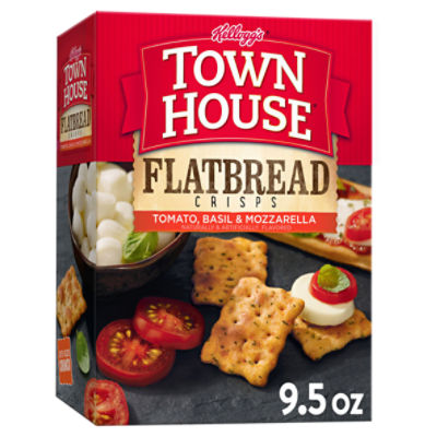 Town House Flatbread Crisps Tomato Basil and Mozzarella Oven Baked