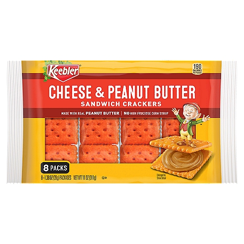 Keebler Cheese & Peanut Butter Sandwich Crackers, 1.38 oz, 8 count