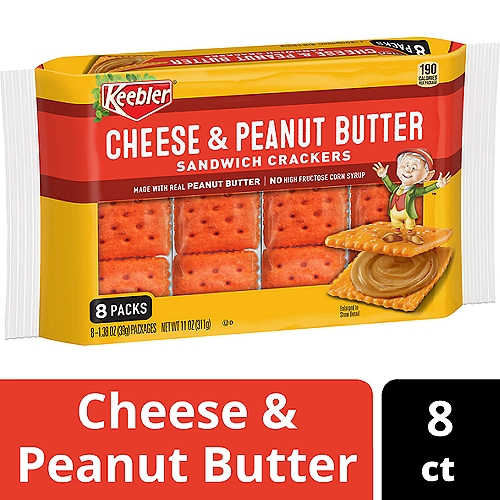 Keebler Cheese and Peanut Butter Sandwich Crackers, 11 oz, 8 Count