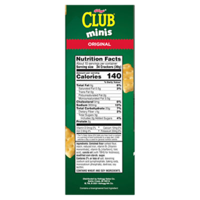 Kellogg's Club Crackers, Mini Snack Crackers, Original, 11oz Box