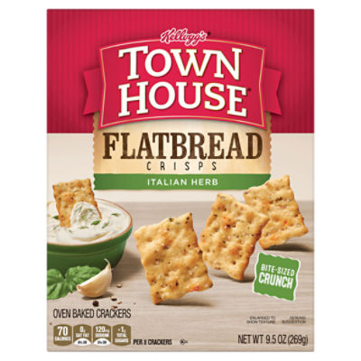 Town House Flatbread Crisps Italian Herb Ready To Dip Snacks, Crackers