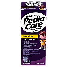 Pedia Care Grape Flavor Cough & Cold Syrup, 6 Years & Up, 4 fl oz