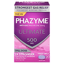 Phazyme Ultimate Anti-Gas Simethicone Fast Gels, 500mg, 20 count