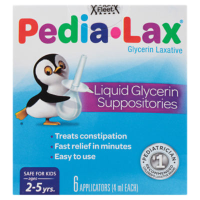 Fleet Pedia-Lax Rectal Laxative Liquid Glycerin Suppositories, Ages 2-5 yrs., 4 ml, 6 count, 0.81 Fluid ounce
