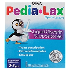 Pedia-Lax Rectal Laxative Ages 2-5 yrs., Liquid Glycerin Suppositories, 0.81 Fluid ounce