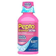 Pepto Bismol InstaCOOL Liquid, Coats and Cools Upset Stomach Relief, Bismuth Subsalicylate, Multi-Symptom Relief of Gas, Nausea, Heartburn, Indigestion, Upset Stomach, Diarrhea, 12 ounce Liquid