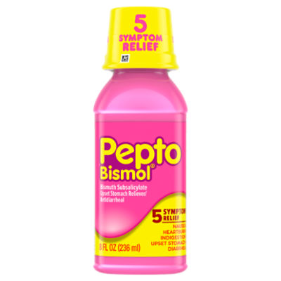 Pepto Bismol Liquid for Nausea, Heartburn, Indigestion, Upset Stomach, and Diarrhea Relief, Original Flavor 8 oz