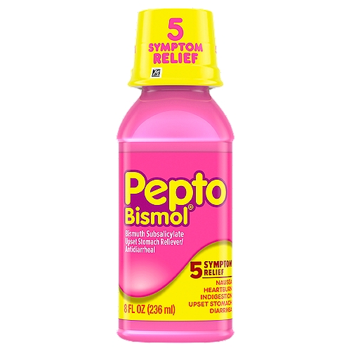 Pepto Bismol Upset Stomach Reliever/Antidiarrheal, 8 fl oz
Pepto Bismol Original Liquid. When you have a sour stomach, Pepto's improved formula coats your stomach and provides fast relief from nausea, heartburn, indigestion, upset stomach, and diarrhea. May be HSA/ FSA eligible.