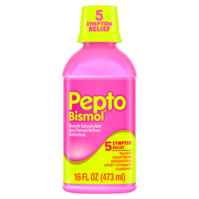 Pepto Bismol Liquid for Nausea, Heartburn, Indigestion, Upset Stomach, and Diarrhea Relief, Original Flavor 16 oz