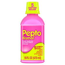 Pepto Bismol Liquid for Nausea, Heartburn, Indigestion, Upset Stomach, and Diarrhea Relief, Original Flavor 16 oz