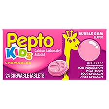 Pepto Kids Bubble Gum Flavor, Chewable Tablets, 24 Each