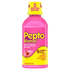 Pepto Bismol Liquid for Nausea, Heartburn, Indigestion, Upset Stomach, and Diarrhea Relief, Cherry Flavor 16 oz, 16 Fluid ounce