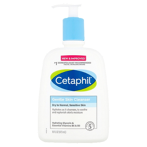 Cetaphil Gentle Skin Cleanser, 16 fl oz
This creamy cleansing formula, now with hydrating glycerin and vitamins B5 & B3, is clinically tested to be gentle at removing dirt, makeup and impurities, while also helping to strengthen skin's moisture barrier.

5 Signs Skin Sensitivity
Defends against 5 Signs of Skin Sensitivity
✓ Weakened skin barrier
✓ Dryness
✓ Irritation
✓ Roughness
✓ Tightness