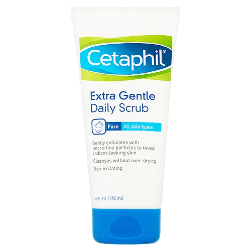 Cetaphil Extra Gentle Face Daily Scrub, 6 fl oz
This gentle cleanser removes dirt, oil and impurities while micro-fine particles buff away dry, dull skin to support natural surface cell turnover. Infused with skin conditioners and a vitamin complex, it leaves skin feeling soft, smooth and radiant.
• Gently exfoliates without over-drying or irritating skin
• Helps improve texture to reveal healthy glowing skin
• Gentle enough for everyday use and for sensitive skin