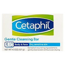 Cetaphil Body & Face Gentle Cleansing Bar, 4.5 oz, 4.5 Ounce