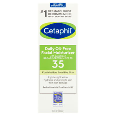 Cetaphil Broad Spectrum Daily Oil-Free Facial Moisturizer with Sunscreen, SPF 35, 3 fl oz
