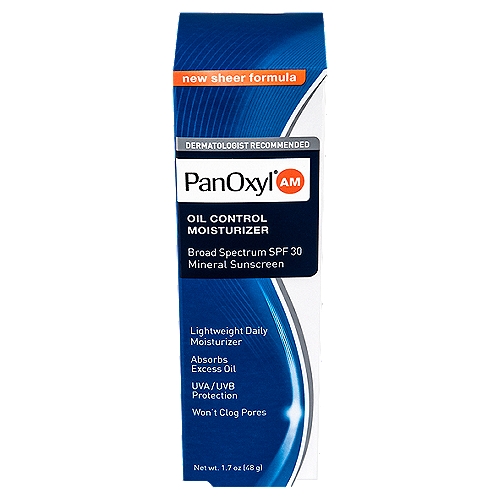 PanOxyl AM Broad Spectrum Oil Control Mineral Sunscreen Moisturizer, SPF 30, 1.7 oz