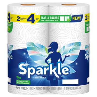 SPARKLE® TEAR-A-SQUARE® PAPER TOWELS, 2 DOUBLE ROLLS