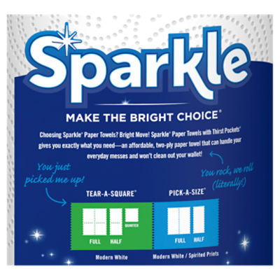 Sparkle Tear-A-Square Paper Towels, 2 Double Rolls