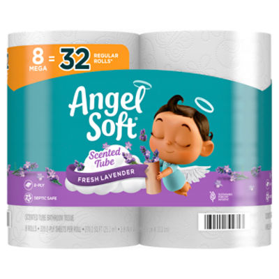 Angel Soft Fresh Lavender Scented Tube Bathroom Tissue, 8 count, 256 Each