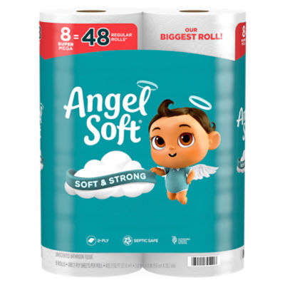 Angel Soft Unscented Bathroom Tissue, 8 count