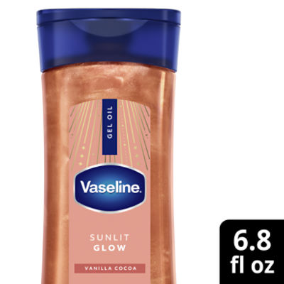 Vaseline Glazed and Glisten Sunlit Glow Vanilla Cocoa Gel Oil, 6.8 fl oz