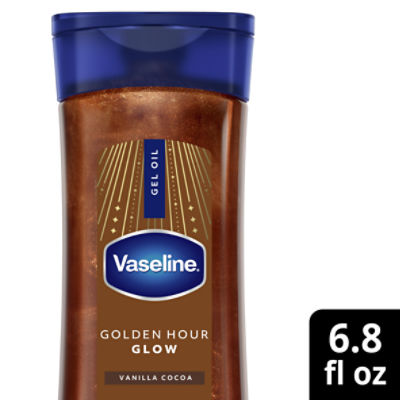 Vaseline Glazed and Glisten Golden Hour Glow Vanilla Cocoa Gel Oil, 6.8 fl oz
