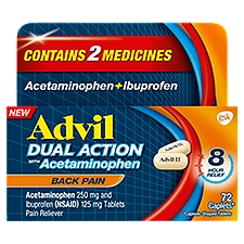 Advil Dual Action with Acetaminophen Back Pain Caplets, 72 count