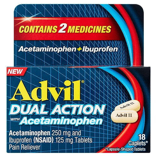 Acetaminophen 250 mg and Ibuprofen 125 mg tablets. (18 ct)