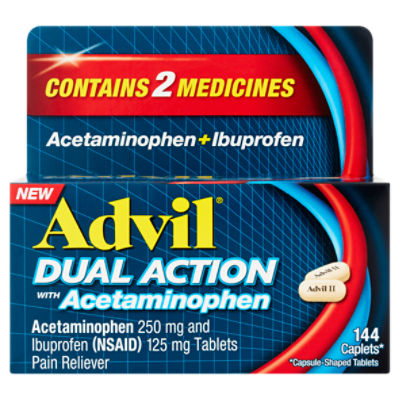 Advil Dual Action with Acetaminophen Caplets, 144 count, 144 Each