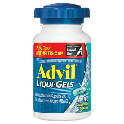 Advil LiquiGels Solubilized Ibuprofen Liquid Filled Capsules, 200 mg